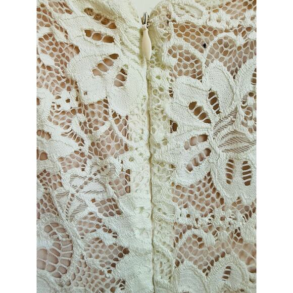 Nookie Ivory Paris Lace Midi Dress Small Bridal Cocktail Lacey Floral Mesh Sheer - Picture 9 of 11